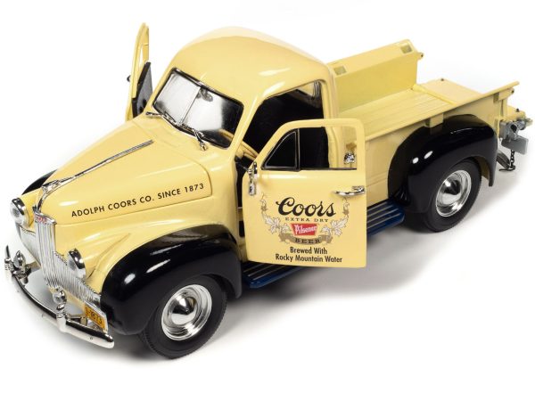 1947 Studebaker Pickup Truck Cream and Black "Coors Pilsner" 1/24 Diecast Model Car by Auto World - Image 3