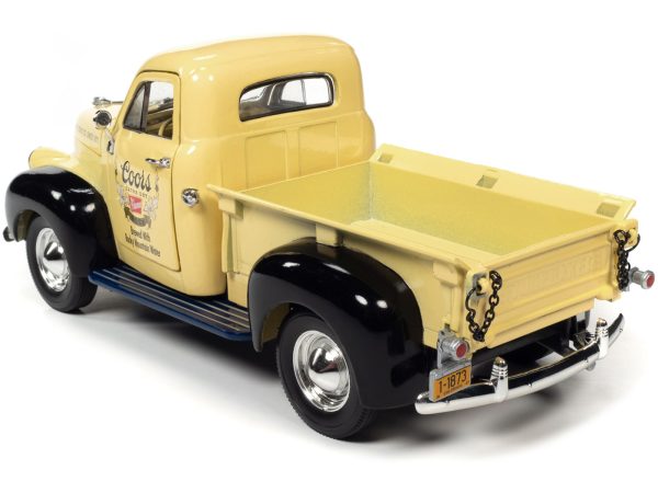 1947 Studebaker Pickup Truck Cream and Black "Coors Pilsner" 1/24 Diecast Model Car by Auto World - Image 4