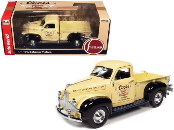 1947 Studebaker Pickup Truck Cream and Black "Coors Pilsner" 1/24 Diecast Model Car by Auto World - Image 5