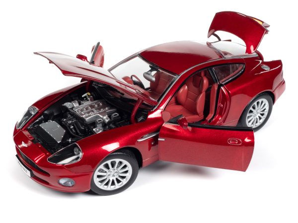 2005 Aston Martin V12 Vanquish RHD (Right Hand Drive) Toro Red Mica Metallic with Red Interior 1/18 Diecast Model Car by Auto World - Image 2