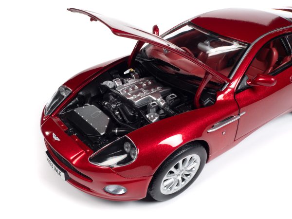 2005 Aston Martin V12 Vanquish RHD (Right Hand Drive) Toro Red Mica Metallic with Red Interior 1/18 Diecast Model Car by Auto World - Image 4