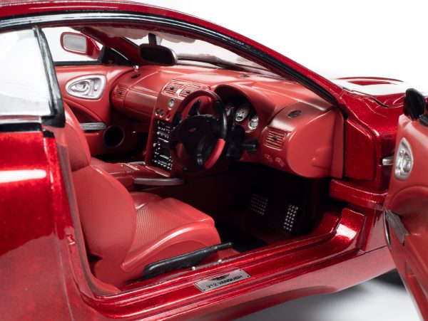 2005 Aston Martin V12 Vanquish RHD (Right Hand Drive) Toro Red Mica Metallic with Red Interior 1/18 Diecast Model Car by Auto World - Image 5