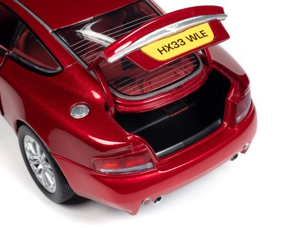 2005 Aston Martin V12 Vanquish RHD (Right Hand Drive) Toro Red Mica Metallic with Red Interior 1/18 Diecast Model Car by Auto World - Image 3