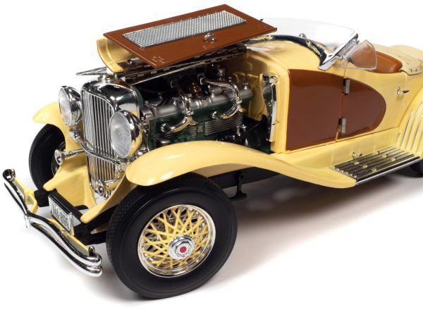 1935 Duesenberg SSJ Speedster Yukon Gold and Chocolate Brown 1/18 Diecast Model Car by Auto World - Image 5