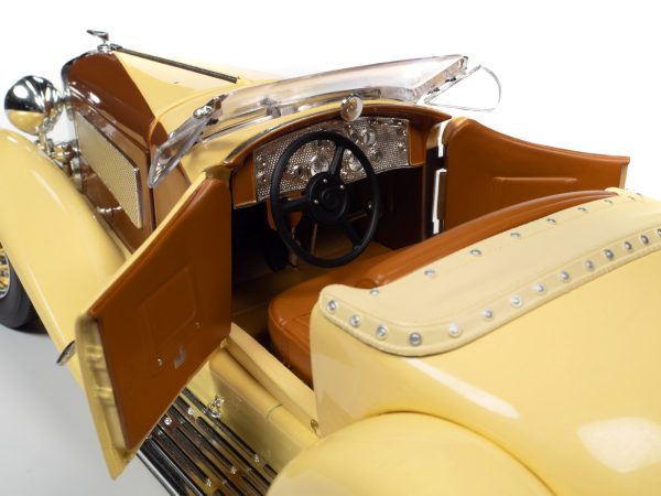1935 Duesenberg SSJ Speedster Yukon Gold and Chocolate Brown 1/18 Diecast Model Car by Auto World - Image 3