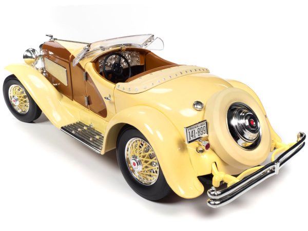 1935 Duesenberg SSJ Speedster Yukon Gold and Chocolate Brown 1/18 Diecast Model Car by Auto World - Image 2