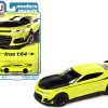 2019 Chevrolet Camaro Nickey ZL1 1LE Shock Yellow with Matt Black Hood and Stripes "Modern Muscle" Limited Edition to 14670 pieces Worldwide 1/64 Diecast Model Car by Auto World - Image 2