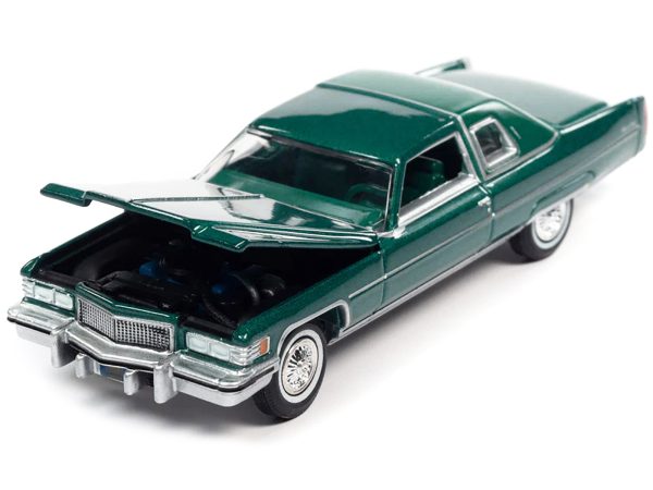 1975 Cadillac Coupe DeVille Greenbrier Firemist Green Metallic with Green Vinyl Top "Luxury Cruisers" Series Limited Edition 1/64 Diecast Model Car by Auto World - Image 2