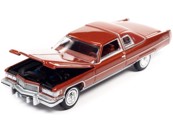 1975 Cadillac Coupe DeVille Firethorn Red Metallic with Firethorn Red Vinyl Top "Luxury Cruisers" Limited Edition 1/64 Diecast Model Car by Auto World - Image 2
