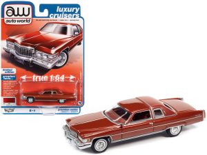 1975 Cadillac Coupe DeVille Firethorn Red Metallic with Firethorn Red Vinyl Top "Luxury Cruisers" Limited Edition 1/64 Diecast Model Car by Auto World
