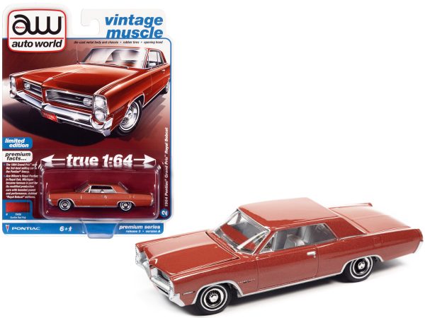 1964 Pontiac Grand Prix Royal Bobcat Sunfire Red Metallic "Vintage Muscle" Limited Edition 1/64 Diecast Model Car by Auto World - Image 2