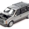 1985 Plymouth Voyager Minivan Radiant Silver Metallic with Roofrack "Mighty Minivans" Limited Edition 1/64 Diecast Model Car by Auto World