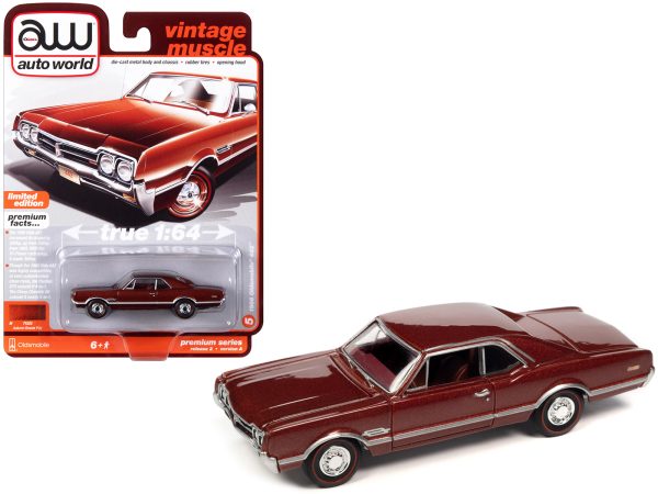 1966 Oldsmobile 442 Autumn Bronze Metallic with Red Interior "Vintage Muscle" Limited Edition 1/64 Diecast Model Car by Auto World - Image 2