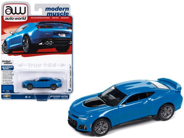 2022 Chevrolet Camaro ZL1 Rapid Blue "Modern Muscle" Limited Edition 1/64 Diecast Model Car by Auto World - Image 2