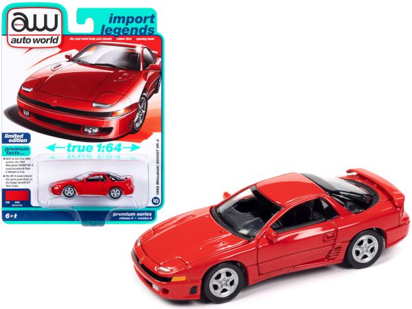 1992 Mitsubishi 3000GT VR-4 Monza Red "Import Legends" Limited Edition 1/64 Diecast Model Car by Auto World - Image 2