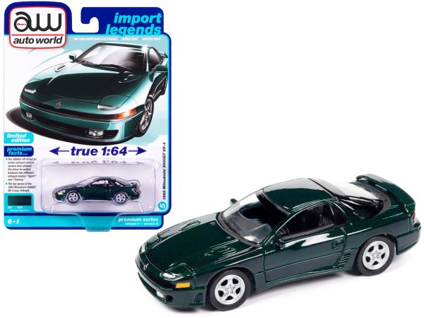 1992 Mitsubishi 3000GT VR-4 Panama Green Metallic "Import Legends" Limited Edition 1/64 Diecast Model Car by Auto World - Image 2