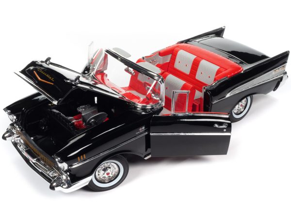 1957 Chevrolet Bel Air Convertible Onyx Black James Bond 007 "Dr. No" (1962) Movie "60 Years of Bond" Series 1/18 Diecast Model Car by Auto World - Image 2