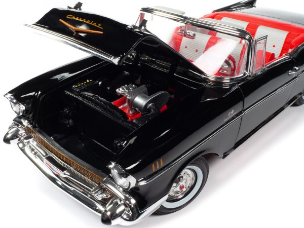 1957 Chevrolet Bel Air Convertible Onyx Black James Bond 007 "Dr. No" (1962) Movie "60 Years of Bond" Series 1/18 Diecast Model Car by Auto World - Image 5