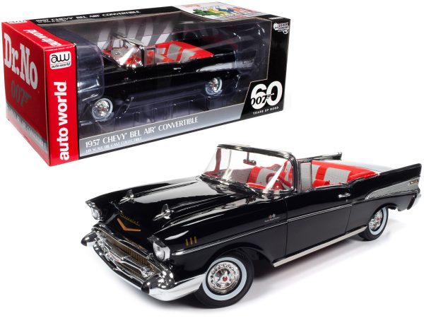 1957 Chevrolet Bel Air Convertible Onyx Black James Bond 007 "Dr. No" (1962) Movie "60 Years of Bond" Series 1/18 Diecast Model Car by Auto World - Image 4