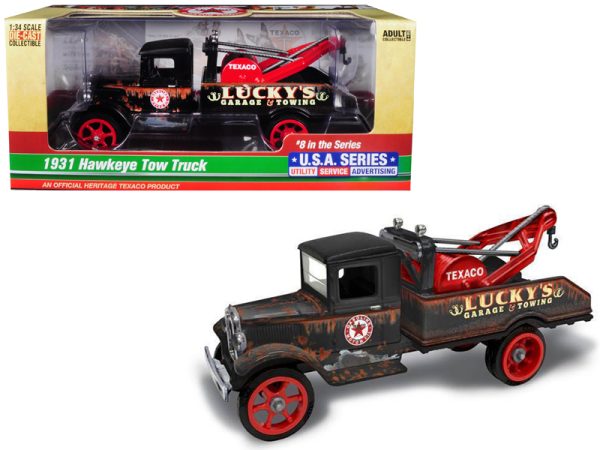 1931 Hawkeye "Texaco" Tow Truck "Lucky's Garage & Towing" Unrestored 8th in the Series "U.S.A. Series Utility - Service - Advertising" 1/34 Diecast Model by Auto World