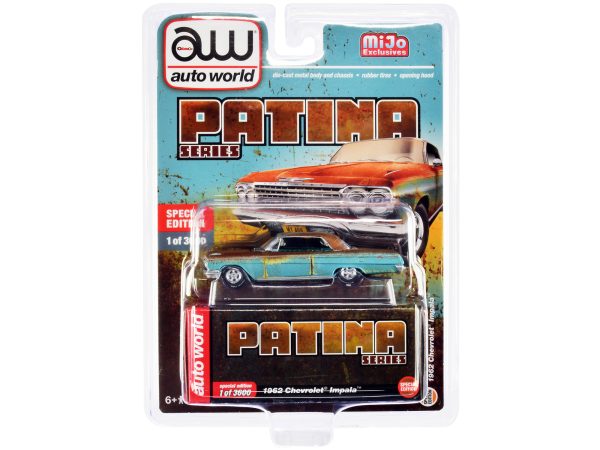 1962 Chevrolet Impala Blue (Weathered) with Blue Interior "Patina Series" Limited Edition to 3600 pieces Worldwide 1/64 Diecast Model Car by Auto World