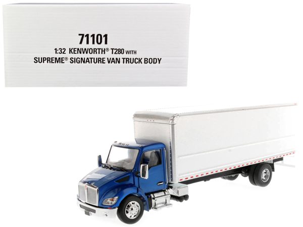 Kenworth T280 with Supreme Signature Van Truck Body Blue and White "Transport Series" 1/32 Diecast Model by Diecast Masters - Image 4