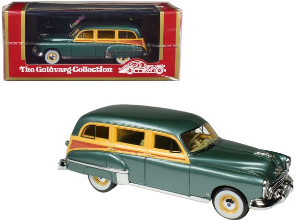 1949 Oldsmobile 88 Station Wagon Alpine Green Metallic with Cream and Woodgrain Sides and Green Interior Limited Edition to 240 pieces Worldwide 1/43 Model Car by Goldvarg Collection - Image 3