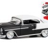 1955 Chevrolet Bel Air Lowrider Matt Black and White "Miracle Used Cars" "Busted Knuckle Garage" Series 2 1/64 Diecast Model Car by Greenlight - Image 2