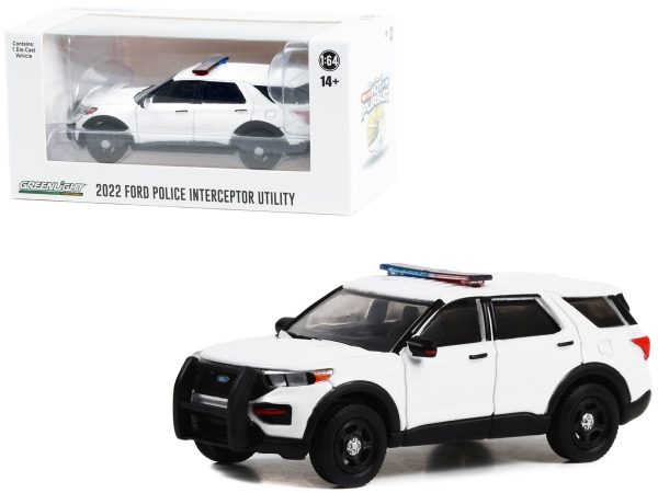 2022 Ford Police Interceptor Utility White with Light Bar "Hot Pursuit" "Hobby Exclusive" Series 1/64 Diecast Model Car by Greenlight - Image 2