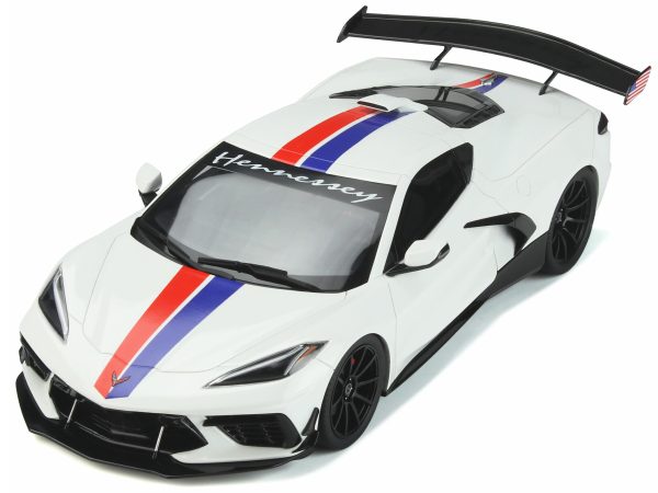 Chevrolet Corvette C8 Arctic White with Red and Blue Stripes "Hennessey" Limited Edition to 999 pieces Worldwide 1/18 Model Car by GT Spirit - Image 4