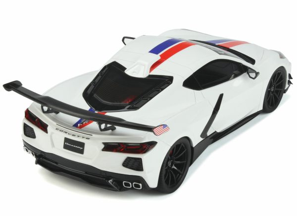 Chevrolet Corvette C8 Arctic White with Red and Blue Stripes "Hennessey" Limited Edition to 999 pieces Worldwide 1/18 Model Car by GT Spirit - Image 3