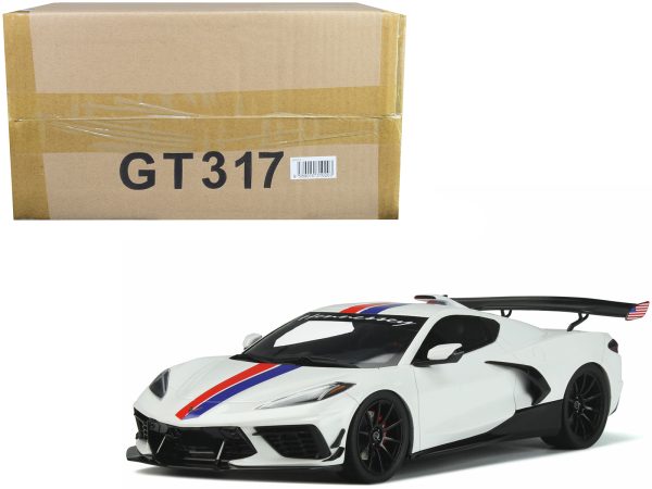 Chevrolet Corvette C8 Arctic White with Red and Blue Stripes "Hennessey" Limited Edition to 999 pieces Worldwide 1/18 Model Car by GT Spirit - Image 5