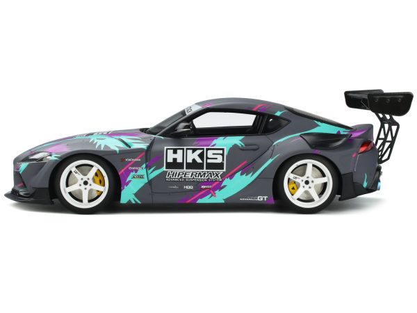 2019 Toyota GR Supra "HKS" Gray with Graphics 1/18 Model Car by GT Spirit - Image 2