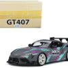 2019 Toyota GR Supra "HKS" Gray with Graphics 1/18 Model Car by GT Spirit - Image 5