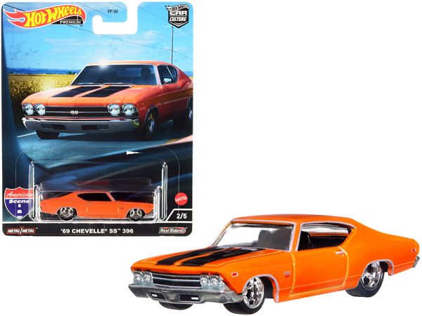 1969 Chevrolet Chevelle SS 396 Orange with Black Stripes "American Scene" "Car Culture" Series Diecast Model Car by Hot Wheels