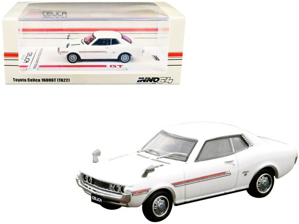 Toyota Celica 1600GT (TA22) RHD (Right Hand Drive) White with Red Stripes 1/64 Diecast Model Car by Inno Models - Image 2