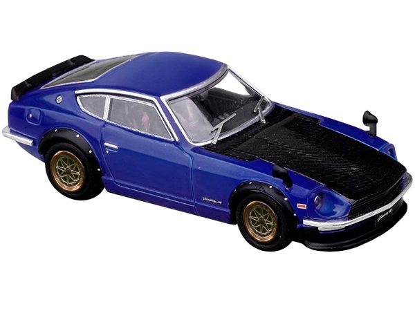 Nissan Fairlady Z (S30) RHD (Right Hand Drive) Blue Metallic with Carbon Hood 1/64 Diecast Model Car by Inno Models - Image 2