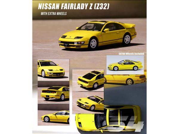 Nissan Fairlady Z (Z32) RHD (Right Hand Drive) Yellow Pearlglow with Sunroof and Extra Wheels 1/64 Diecast Model Car by Inno Models - Image 3