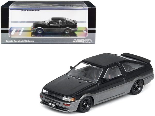 Toyota Corolla AE86 Levin RHD (Right Hand Drive) Black and Gray Metallic 1/64 Diecast Model Car by Inno Models - Image 3