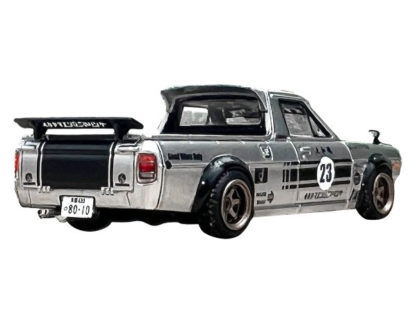 Nissan Sunny Hakotora Pickup Truck RHD (Right Hand Drive) #23 Silver Metallic with Black Graphics "Inazuma Work" 1/64 Diecast Model Car by Inno Models - Image 2