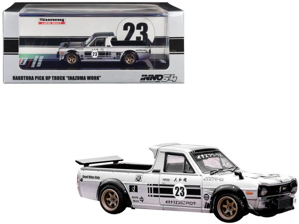 Nissan Sunny Hakotora Pickup Truck RHD (Right Hand Drive) #23 Silver Metallic with Black Graphics "Inazuma Work" 1/64 Diecast Model Car by Inno Models - Image 3