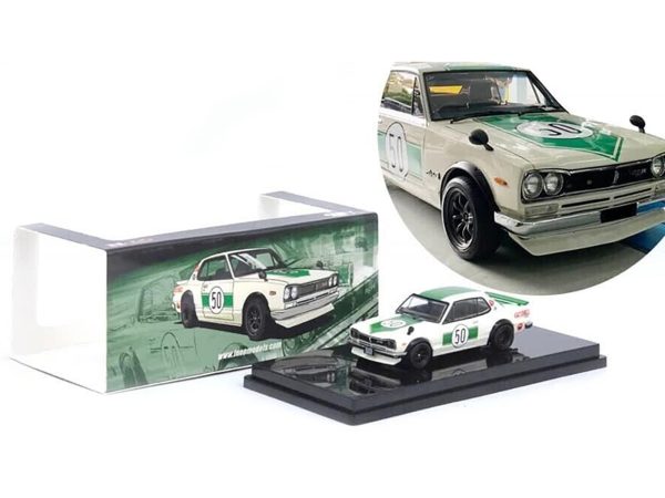 Nissan Skyline 2000 GT-R (KPGC10) #50 RHD (Right Hand Drive) White with Green Stripes "Malaysia Diecast Expo Event Edition" (2023) 1/64 Diecast Model Car by Inno Models - Image 2