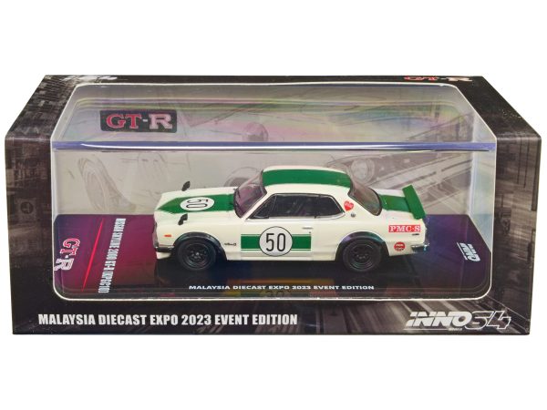 Nissan Skyline 2000 GT-R (KPGC10) #50 RHD (Right Hand Drive) White with Green Stripes "Malaysia Diecast Expo Event Edition" (2023) 1/64 Diecast Model Car by Inno Models - Image 4