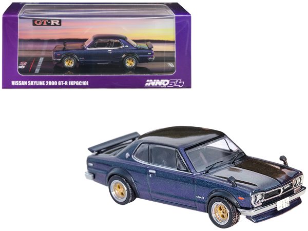 Nissan Skyline 2000 GT-R (KPGC10) RHD (Right Hand Drive) Magic Purple II Metallic 1/64 Diecast Model Car by Inno Models - Image 2