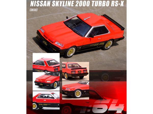 Nissan Skyline 2000 RS-X Turbo (DR30) RHD (Right Hand Drive) Red and Black 1/64 Diecast Model Car by Inno Models - Image 2
