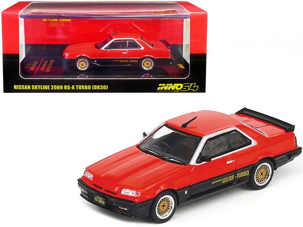 Nissan Skyline 2000 RS-X Turbo (DR30) RHD (Right Hand Drive) Red and Black 1/64 Diecast Model Car by Inno Models - Image 3