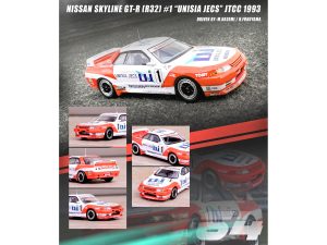 Nissan Skyline GT-R (R32) RHD (Right Hand Drive) #1 Masahiro Hasemi - Hideo Fukuyama "Unisia JECS" JTC (Japanese Touring Car Championship) (1993) 1/64 Diecast Model Car by Inno Models