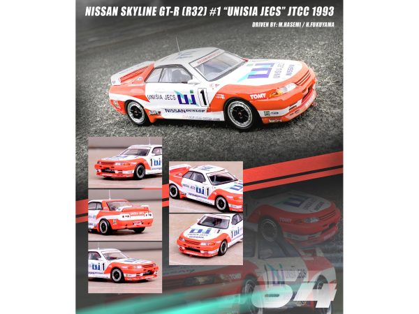 Nissan Skyline GT-R (R32) RHD (Right Hand Drive) #1 Masahiro Hasemi - Hideo Fukuyama "Unisia JECS" JTC (Japanese Touring Car Championship) (1993) 1/64 Diecast Model Car by Inno Models