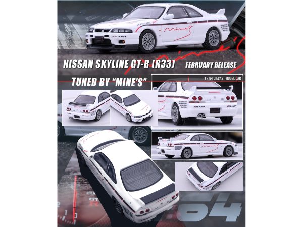 Nissan Skyline GT-R N1 (R33) RHD (Right Hand Drive) White "Tuned by Mine's" 1/64 Diecast Model Car by Inno Models - Image 2