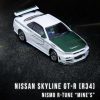 Nissan Skyline GT-R (R34) Nismo R-Tune RHD (Right Hand Drive) White with Green Carbon Hood "Tuned by Mine's" 1/64 Diecast Model Car by Inno Models - Image 2